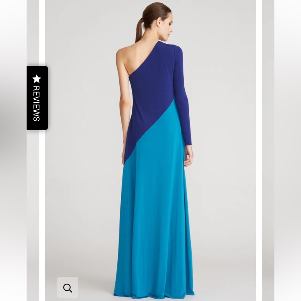 ❌SOLD❌HALSTON AJA GOWN SAPPHIRE BLUE TEAL ONE ARM LONG SLEEVE SOLD OUT SIZE 8 - Picture 2 of 12